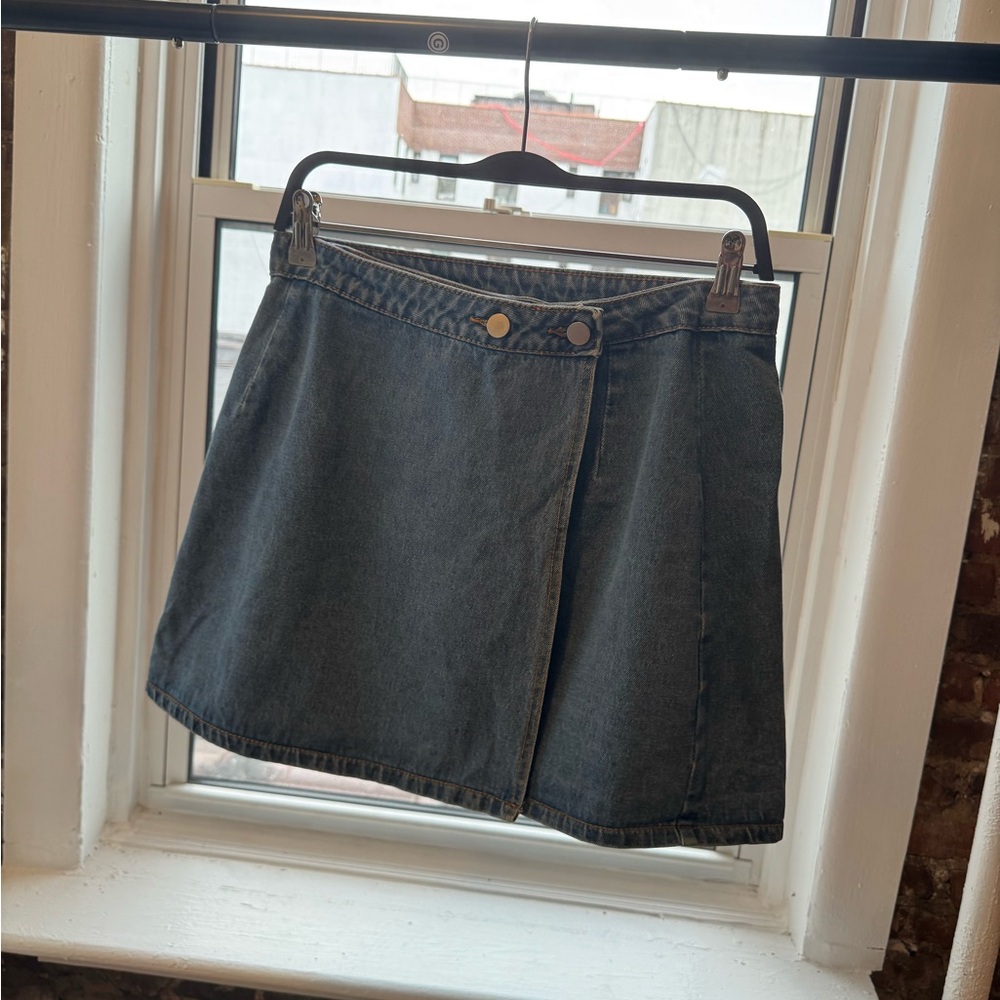 Mini wrap skirt in denim